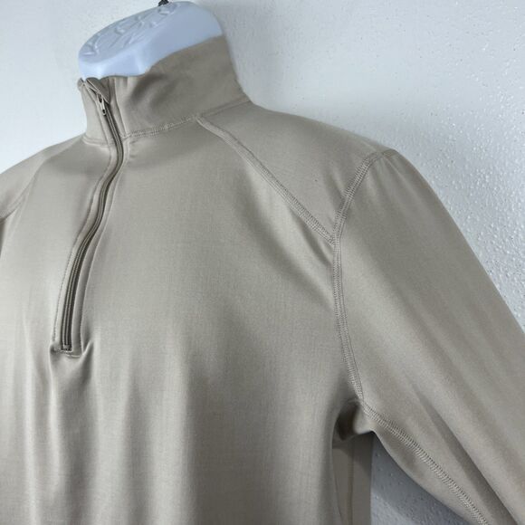 XGO Pullover Men Medium Beige Sweater 3/4 Zip UPF 50 Long Sleeve Fleece Lined - Picture 8 of 12
